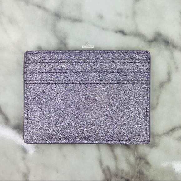 Kate Spade Tinsel Glitter Satchel & Card Holder Wallet In Lilac Frost - Picture 14 of 16